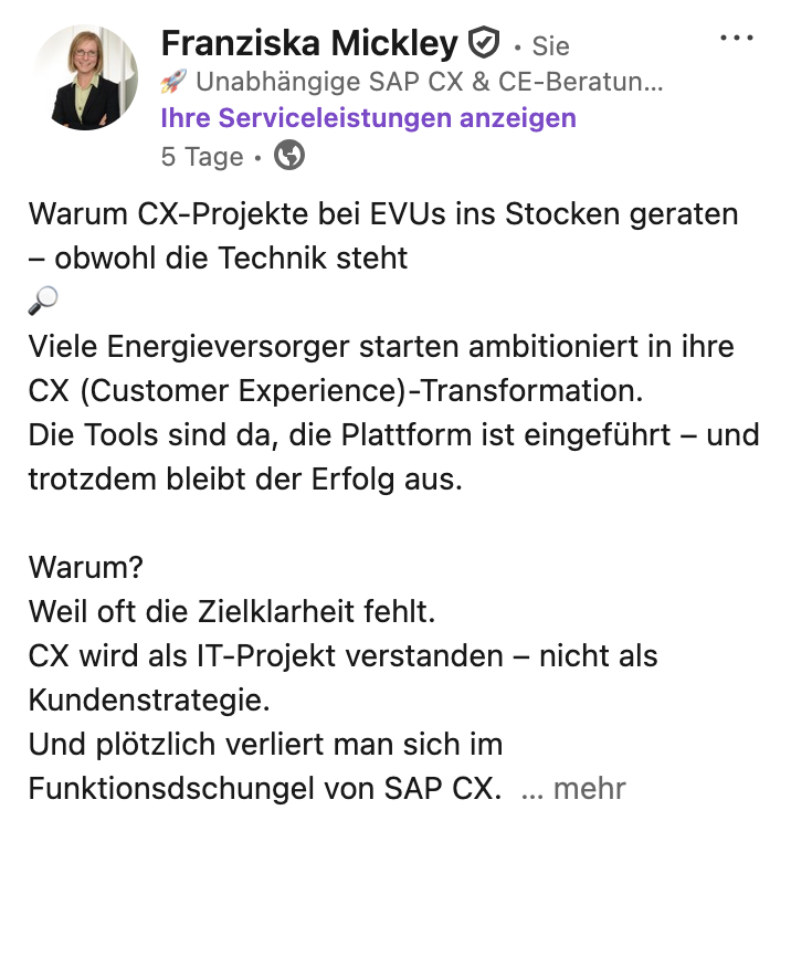 Warum CX-Projekte bei EVUs ins Stocken geraten